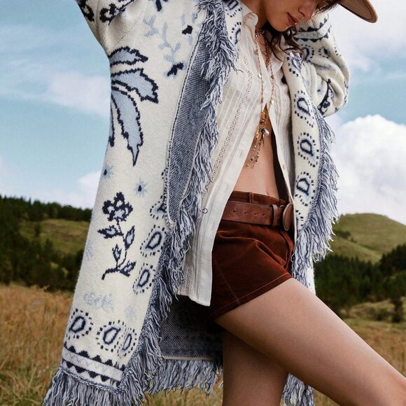 Multicolor Casual Women's Bohemian Cardigan - Picture 8 of 9